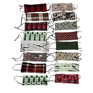16 NEW Handmade Adjustable Cloth Double Layer Face Masks Christmas Winter Gifts